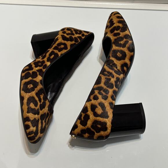 Michael Michael Kors Calf Hair Leopard Print Chunky Heel Pumps Heels Size 8 - Picture 6 of 11